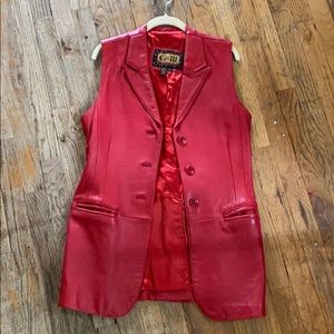 Women’s red leather vest